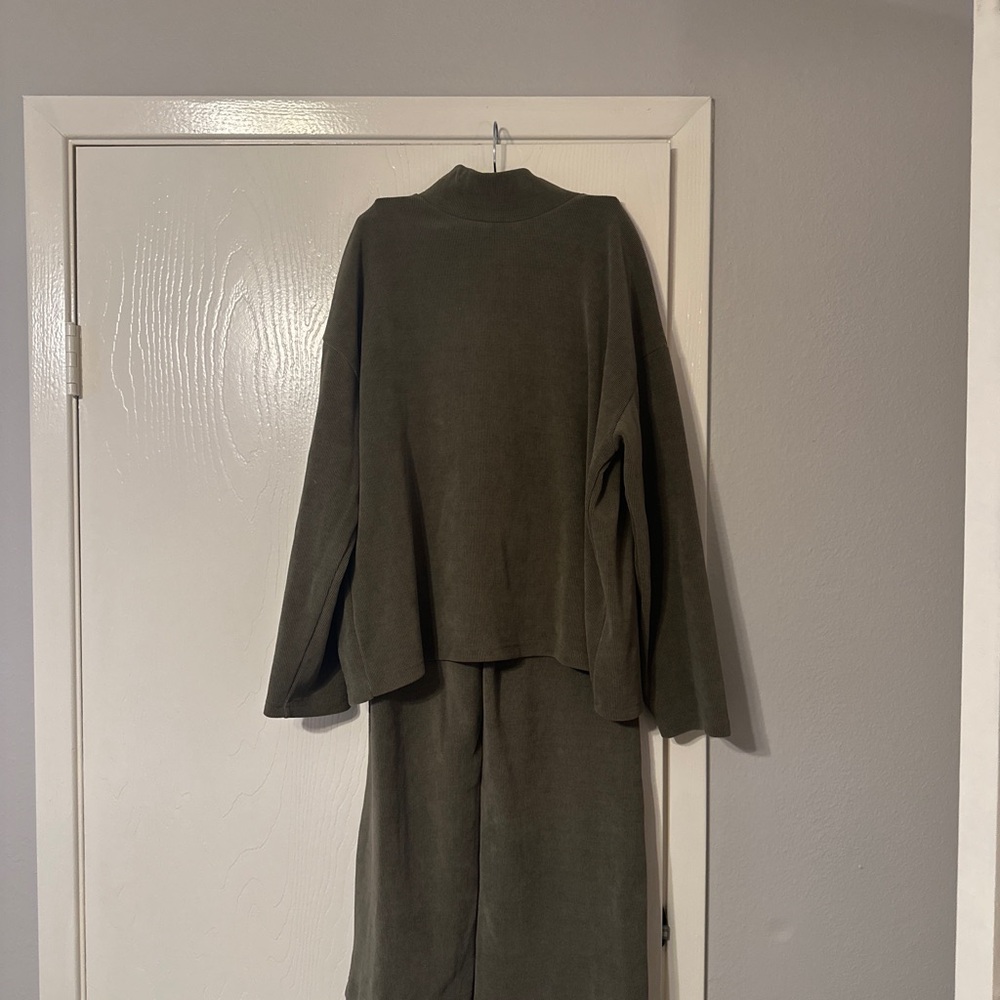 MANGO Olive Green Two-Piece Set